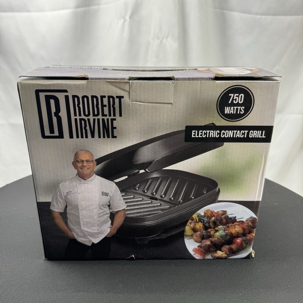 Robert Irvine 750 Watt Electric Contact Grill, Black